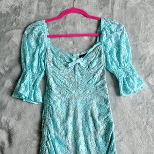Delia’s Lace Bow Dress Aqua – Y2K Fairy Grunge – XXS